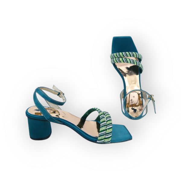 GREEN SATIN  HEEL