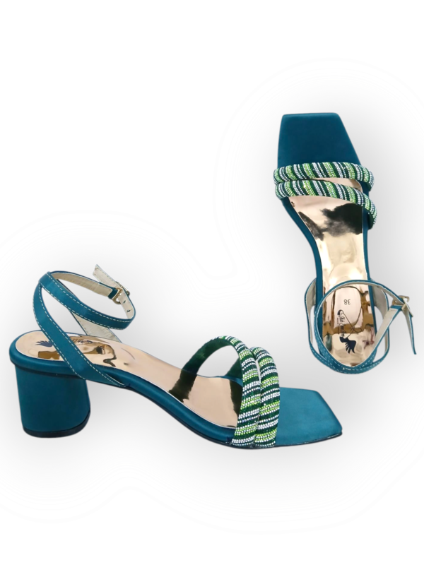 GREEN SATIN  HEEL
