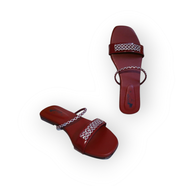 RED SILVER STRIP CHAPPAL