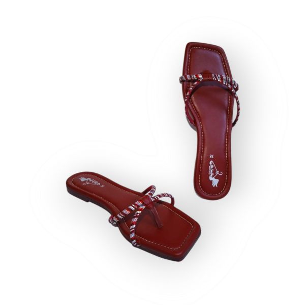 RED SILVER FLIPFLOP CHAPPAL