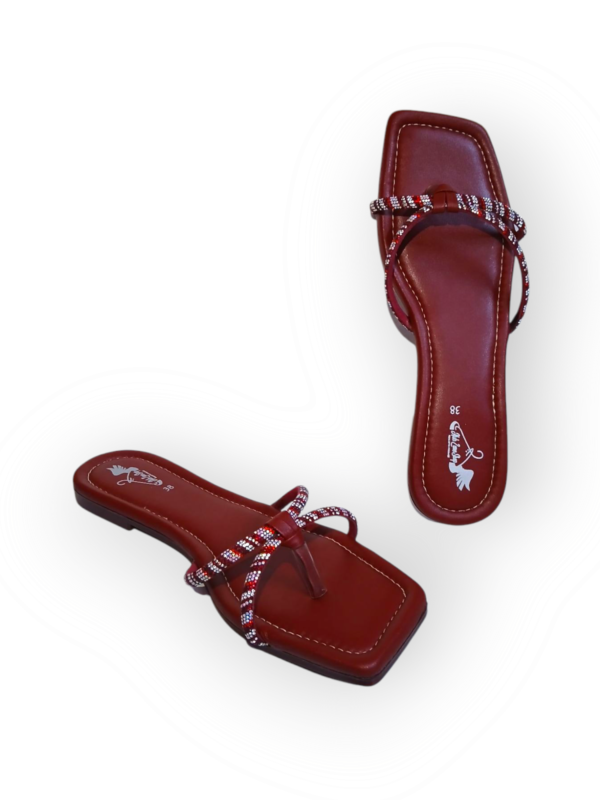 RED SILVER FLIPFLOP CHAPPAL