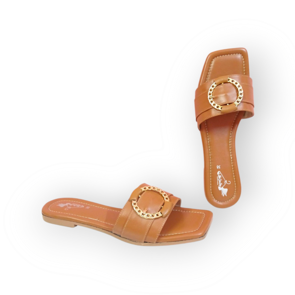BROWN CHAIN RING CHATTI SLIPPER