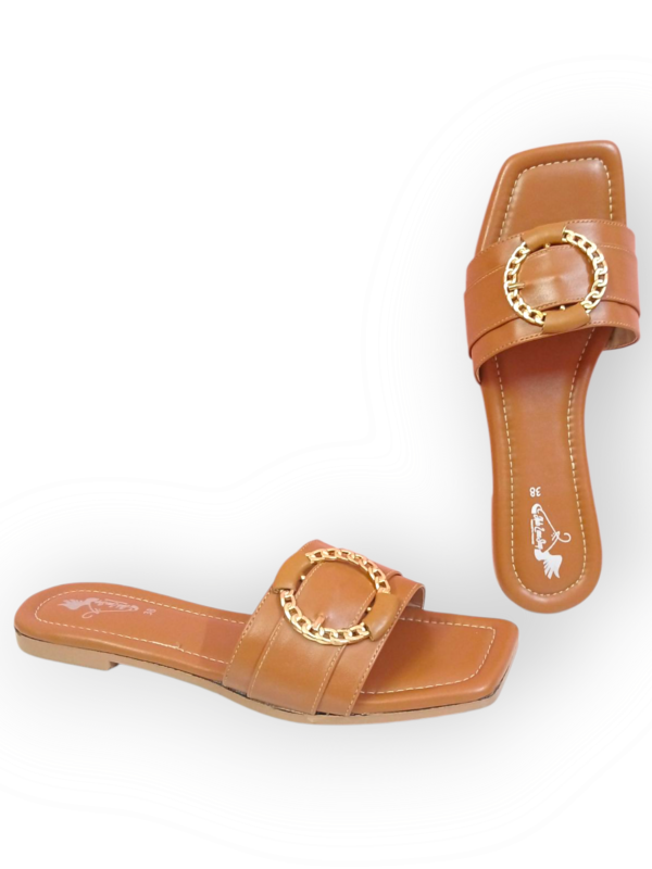 BROWN CHAIN RING CHATTI SLIPPER